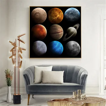 Šiuolaikinės Astronautas Vietos Mėnulio Ūkas Visatos Nuotrauką Drobė, Tapyba Berniuko Kambarį Darželio Namų Dekoro Cuadros Plakatai ir Spausdina