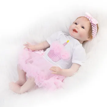 Žavinga Rožinė Rompers & Dress & Lankelis Komplektus 22-23 Colių Naujagimiui Lėlės, Drabužiai, už Jūsų Dukros Mielas Lėlės Reborn