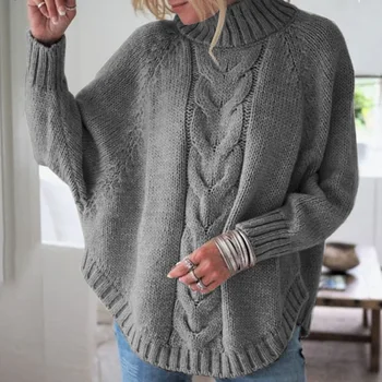 žiemos drabužių moterų plius dydis megztiniai golfo puloveriai kompiuterio megzti atsitiktinis batwing rankovės kalėdų džemperis