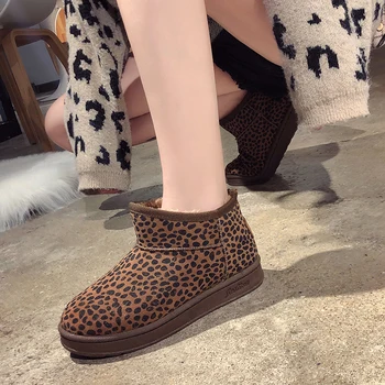 Žiemos nauja seksuali leopard moteriški sniego batai mados plius aksomo, šiltas, neslidžia studentų medvilnės batai.