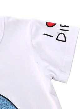 1-4Y Vasaros Vaikų, Kūdikių Berniukų Drabužiai marškinėliai Topai+Trumpo Džinsinio audinio Kelnės Komplektus Animacinių filmų Spausdinti Viršūnes Drabužius 2020 Naujas