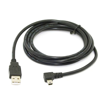 1,8 m Mini USB B Tipo 5pin Vyrų 90 Laipsnių Kampu į Kairę USB 2.0 Male Duomenų Kabelis Juodos Spalvos