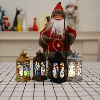 1 Vnt Kalėdų LED Lempos, Papuošalai Religinių Jėzus Vėjo Šviesos Kalėdų Medžio Kabo Žibintų Šventė Šalies Namų Dekoracijos