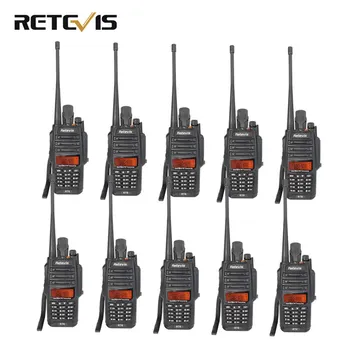 10 vnt IP67 atsparus Vandeniui Walkie Talkie Retevis RT6 VHF UHF Dual Band Walkie-talkies Profesionalūs Du Būdu Radijo Stočių Kumpis Radijo