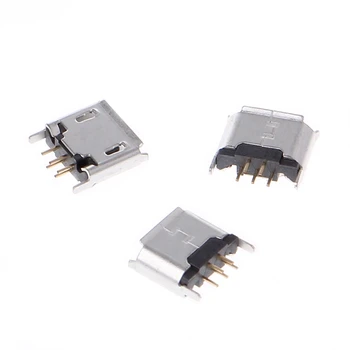 10 Vnt Micro USB B Tipo Moterų Lizdas 180 Laipsnių 5-Pin SMT SMD Litavimo Lizdas