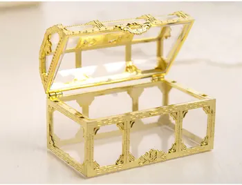 100vnt Saldainių Dėžutė Aukso Sidabriškai Skaidri Dovanų Dėžutes, Plastikiniai Lobių Skrynią Vestuvių Naudai Papuošalų Laikymo