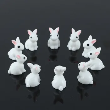 10vnt Balti Miniatiūriniai Triušis Dervos Ornamentas 