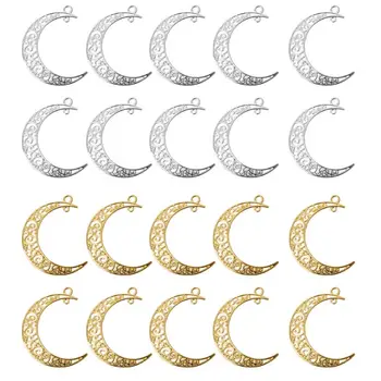 10vnt Tuščiavidurio Mėnulio Pusmėnulio Simbolis Filigranas Žavesio Pakabukas 