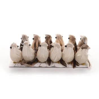 12PC Vestuvių Dekoravimas 3D Plunksnų Putų Dirbtinis Baltas Balandis Šalis, Modeliavimo Paukščių Žvirblis Balandžiai Mini Mielas Putų Paukščių Modelis