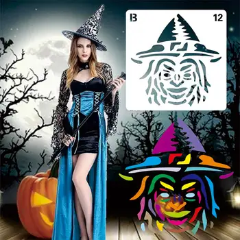 16Pcs Helovinas Trafaretai, Dekoratyvinių Moliūgų Vaiduoklių Ragana Gpgb Wolf Art Piešimo Šablonai 