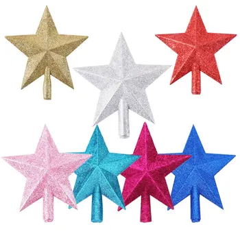 1pc Auksas, Sidabras, Red Star Christmas Tree Top Star 3D Penkių taškų Žvaigždė Kalėdų Namų Stalo Topper Kalėdos Apdailos Linksmų Kalėdų