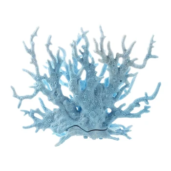 1Pcs Akvariumo Žuvų Bakas Šviesiai Mėlynos spalvos Dirbtinės Plastikinės Koralų Dekoro & 1Pcs Betono Silikono Anemone Akvariumo Augalų Decoratio