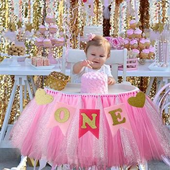 1set Kutas Viena Reklama Mergaitė Berniukas 1-asis Gimtadienis, Aukšta Kėdutė Baby Shower Princas, Princesė gimtadienio Dekoracijos vaikams Reikmenys-S