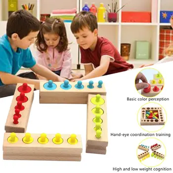 1Set Kūdikių Mediniai Lizdas Cilindrų Nustatyti Montessori Ankstyvo Mokymosi Priemonių Komplektai Vaikams, Vaikiška Švietimo Žaislai, Dovanos