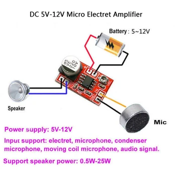 1X DC 5V-12V Micro Electret Stiprintuvo MIC Kondensatoriaus Mini Mikrofono Stiprintuvo Valdyba