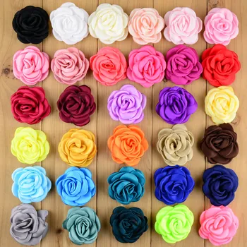2.36 colių keptos įrašyti satino rozetės dirbtinės gėlės staigius 32colors pasirinkti rankų Silks rose SU CLIP 100vnt/daug FC47