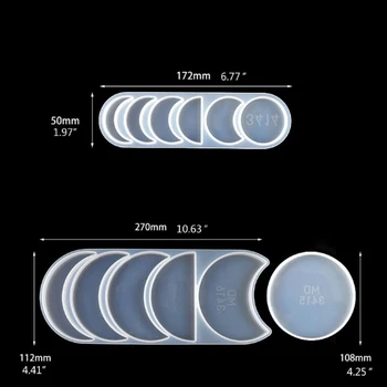 2 Komplektai Mėnulio Fazės Silikono Epoksidinės Dervos Formų Mėnulis Crescents Dervos Formų Amatų R3MC