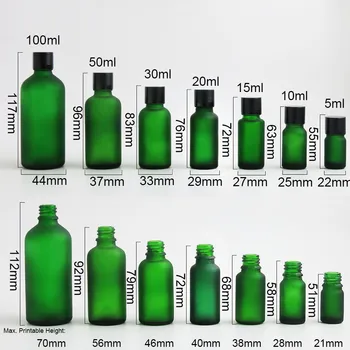 200 xTravel Šerkšnas Žalias stiklas eterinis aliejus buteliuke su aliuminio dangteliais, kosmetikos packging 100ml 50ml 1oz 2/3oz 1/2oz 1/3oz 5ml