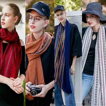 2017 M. Rudens Žiemos Naujo Dizaino Retro Stiliaus Medvilnės Moterų Ilgas Šalikas-Skara Moteris, Didelis Dydis Pashminas Wrap Hijab