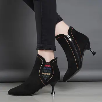 2018 nauji moteriški aukštakulniai plius aksomo nurodė moterų batai moterų stiletai, juoda Martin batai moterų avalynė