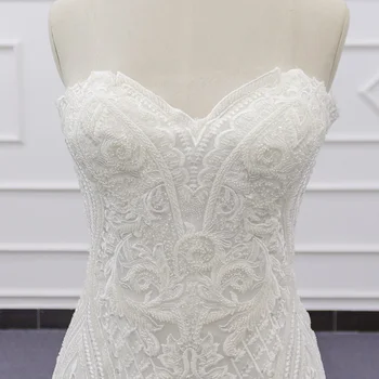 2019 Duobute Nėrinių Aplikacijos Nuotakos Suknelė Undinė/Trump Vestuvių Suknelės Grindų Ilgis Brangioji vestido de noiva Naujo Dizaino G132