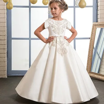 2019 naujų Europos ir Amerikos mergaičių dress satino nėriniais vaikų mados elegantiškas veiklos ilga suknelė nauja mergina princesė fortepijonas cl