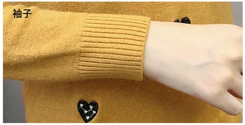 2019 pavasarį ir rudenį naujų moterų dugno marškinėliai prarasti nėrinių apykakle ilgomis rankovėmis megztinis megztinis moterų megztinis, striukė banga