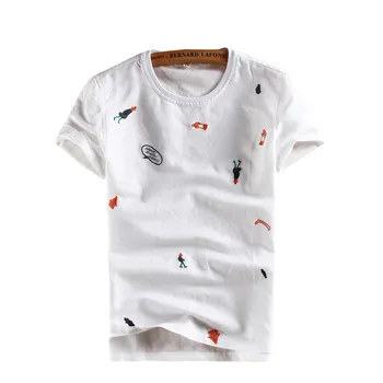 2019 Sinicism Vyrų medvilnės patalynė trumpas rankovėmis t-shirt O-kaklo siuvinėjimo laisvi marškinėliai Vyrų kietas kvėpuojantis slim t-shirt S-3XL
