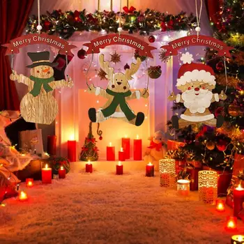 2020 Kalėdų Raštais, Ornamentais, Medinės Doorplate Santa Pakabos Pakabukas Papuošalai Kalėdų Lėlės Šalies Namų Dekoracijos