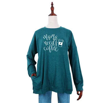 2020 m. Moteris Hoodies Mama Poreikius Kavos Spausdinti Atsitiktinis Marškinėlius Atsitiktinis O-kaklo, ilgomis Rankovėmis Negabaritinių Hoodie Moterų Puloveriai