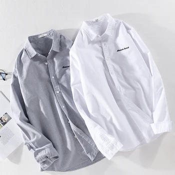 2020 m. Naujas stiliaus pavasario ilgomis rankovėmis Oksfordo medvilnės marškinėliai vyrams, prekės atsitiktinis marškinėliai vyrams patogus madinga shirt mens camisa