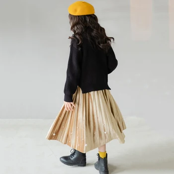 2020 M. Rudenį Paauglių Mergaičių Korėjos Stiliaus Zawalcowany Klostuotas Sijonas Mada Vaikams Mielas Princesė Sijonas Vaikų Mergaičių Elegantiškas Sijonas, #1132