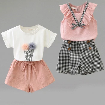 2020 m. Vaikų Vasaros Drabužių Kostiumai Naujus Ledų Dizaino Baby Lankas marškiniai ir Kelnės 2 vnt Drabužių Rinkiniai 2-6Y Vaikams vaikiški Drabužiai