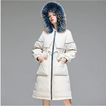 2020 m. Žiemos Naujas Moterų medvilnės sluoksnis Su Stilingų Kailių Apykaklės Ilgai Striukė Moterims Parkas Vėjo striukė su gobtuvu, paltai paltai