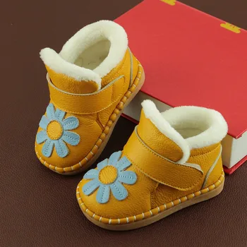 2020 M. Žiemą Gėlių Natūralios Odos Baby Girl Sniego Batai Kūdikiams, Vaikiška Pirmą Vaikštynės Princesė Mergina Žiemos Batų Kūdikių Mokasinai