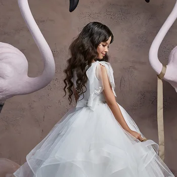 2020 Naujas Tiulio Nėrinių Vestuvės Gėlių Mergaitės Suknelė Be Rankovių Merginos Pirmą Pranešimą Suknelės Oficialią Konkurso Vakaro Suknelės, Šaliai