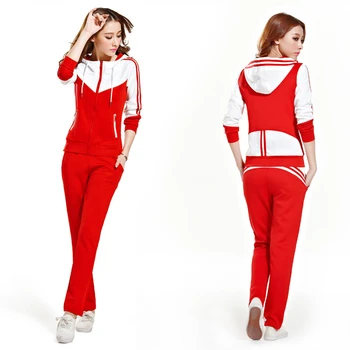2020 plius dydis M-5XL rudenį ir žiemą 2 gabalas moterų sportsuit užtrauktukas hoodie dryžuotos kelnės sportinės aprangos moterų raudoną sportinę aprangą