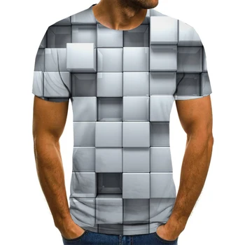 2020Summer Atsitiktinis 3D Atspausdintas Plaid marškinėliai Vyrams 's trumpomis Rankovėmis Men 's T-shirt Mados Hip-Hop Viršų