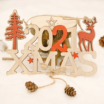 2021 Elnias Raidžių Naujųjų Metų Kalėdų Mediniai Kabo Pakabukas Lašas Ornamentu Kalėdų Medžio Šalis Dekoro Atostogų Prekes
