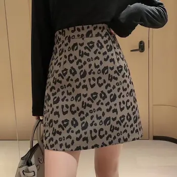 2021 m. Rudens Žiemos Sijonas Moterims Slim Leopard Aukšto Juosmens Karšto Parduoti Visų rungtynių korėjos Stiliaus Šalies Klubas Seksualus Streetwears D238