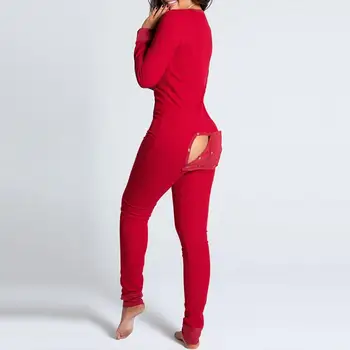 2021 Naujausia Seksuali Moteris Kalėdų Išpjovą Funkcinės Sagomis Atvartu Suaugusiųjų Pižama Klubas Mygtuką Dizainas Plungės Lounge Jumpsuit
