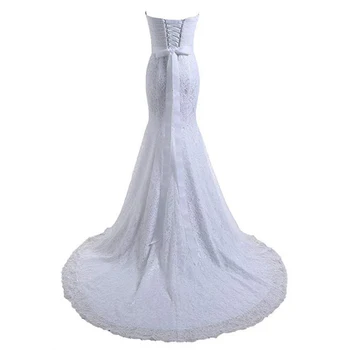2021 Nekilnojamojo Mėginio Elegantiškas Undinė Nėrinių Balta Nuotakos Vestuvių Suknelės, Brangioji Korsetas Atgal Vestuvių Suknelės už Nuotaka Zawalcowany Diržas