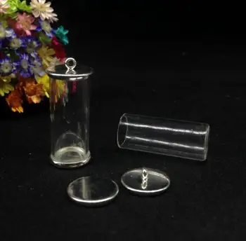 20pcs 28*12mm atidaryti stiklainius vamzdis mini stiklo buteliukas pakabukas sumaišykite spalvos klasikinis bazės stiklo, norinčių buteliuko dangtelį dome karoliai, stiklo vaza