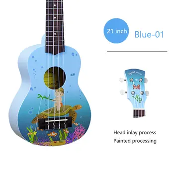 21 colių, Havajų Gitara, Medinės Animacinių filmų Modelis 4 Stygos Uke Bass Styginis Muzikos Instrumentas, Puikiai tinka Pradedantiesiems