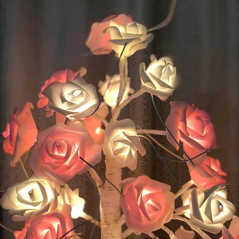 24 Led Rausva Balta Rožė Stalo Lempos Pasakų apdailos Naujovė Naktį šviesos, Miegamojo,Fojė