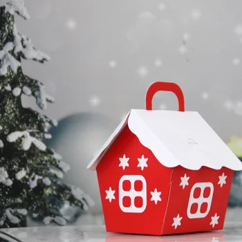 25pcs Kalėdų Saldainių Dėžutė Red House Stiliaus Linksmų Kalėdų Dovanų Dėžutė, Maišelis Kalėdų Vakarėlį Lauke Slapukas Langelį Kalėdinė Dekoracija