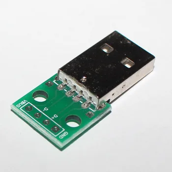 2vnt USB 2.0 Male Plug PANIRTI 4Pin Adapteris Jungties 2.54 mm Suvirinti PCB Konverteris Pinboard dėl mobiliųjų Telefonų Duomenų Lin