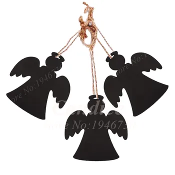 30pcs Angel-Formos Mediniai Žymeklį Su Džiuto Virvės String Kūrybos Mini Juodas Pakabukas, Už Gimtadienio, Vestuvių Dekoravimas, Dovanos