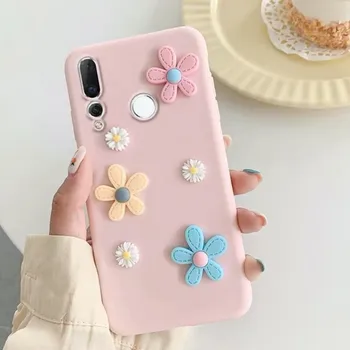 3D Daisy Pink Gėlių Minkšto Silicio Telefoną Atveju 