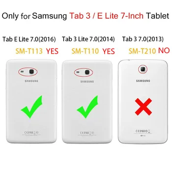 3D Plunksnų Spausdinimo Odinis dėklas, Skirtas Samsung Galaxy Tab 3 Lite 7 colių SM-T110 T111 Tab E 7.0 SM-T113 T116 Tablet Atveju